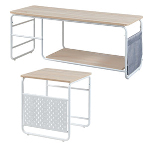 Tavolino TV Dyrøy con tavolino laterale Bianco/Quercia [en.casa]