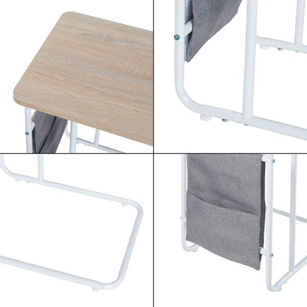 Tavolino per laptop Dyrøy 56x48x37cm Bianco/Quercia [en.casa]