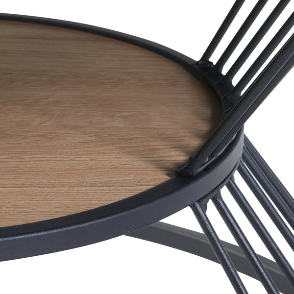 Tavolino Basso Fossbergom a Clessidra con 2 Piani Rotondi - Effetto Rovere / Nero [en.casa] 