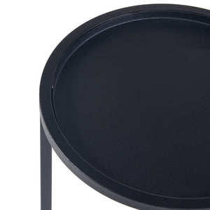 Set Nesodden di 3 Consolle Portavasi con Piano Rotondo Dimensioni Diverse - Metallo Nero [en.casa]