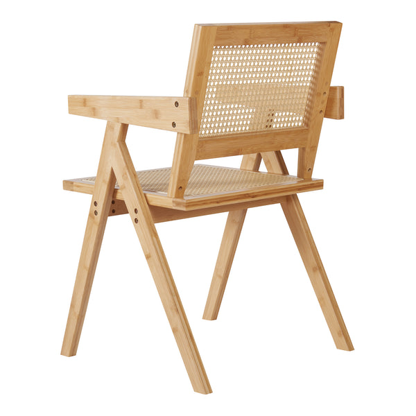 Sedia da Sala Pranzo Asikkala in Bambù e Plastica Effetto Rattan [en.casa]