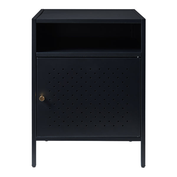 Comodino Janakkala 55x40x40 cm Acciaio Nero [en.casa]