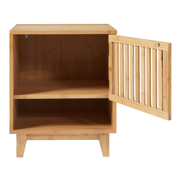 Comodino in Bambù Ypäjä con Scomparto Chiuso e Aperto - Naturale [en.casa]