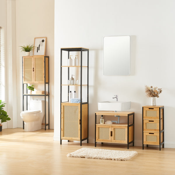 Mobile sottolavabo Tervola 60x60x35 cm Nero/Bambù [en.casa]