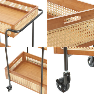 Carrello da servizio Tervola 81x61x39 cm effetto rattan [en.casa]