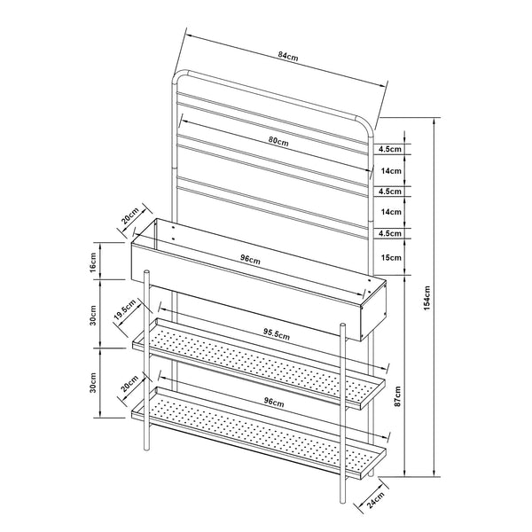 Porta piante da esterno Aalsmeer in metallo 154x96x24 cm nero [casa.pro]