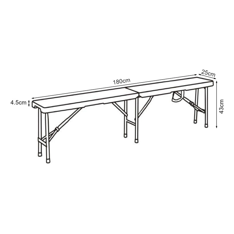 Schizzo in scala Set di 2 Panche Pieghevoli Ljusnarsberg 180 x 25 x 43 cm Bianco [en.casa]