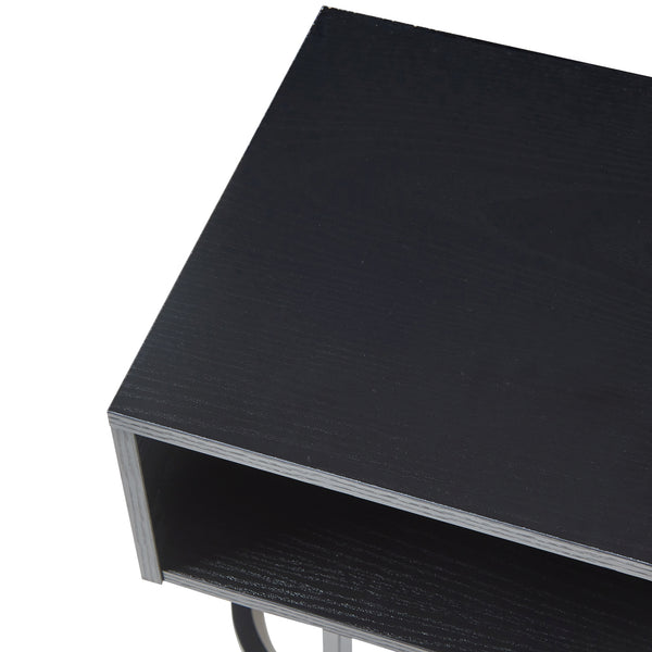 Comodino da Parete Gauldal con Scomparto Aperto e Ripiano - Nero Effetto Legno [en.casa]