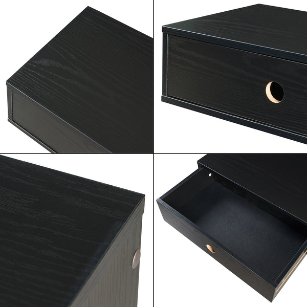 Mensola da parete Stor con cassetto 65x30x15 cm Nero [en.casa]