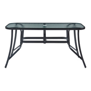 Set di Mobili da Giardino Aradeo Tavolo con Piano in Vetro e 6 Sedie Impilabili - Nero casa.pro