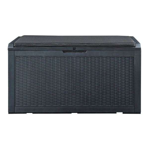 Scatola portaoggetti Atella 122x54,5x65cm Nero, effetto rattan [casa.pro]