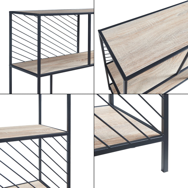 Consolle Övertorneå 100x30x75 cm Nero/Quercia [en.casa]