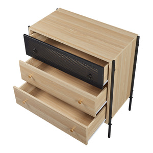 Cassettiera Tysnes con 3 cassetti 80x80x40 cm Quercia/Nero [en.casa]