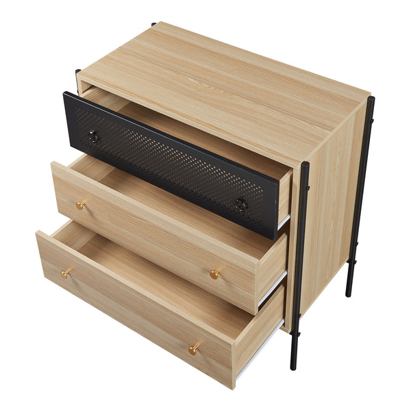 Cassettiera Tysnes con 3 cassetti 80x80x40 cm Quercia/Nero [en.casa]