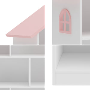 Libreria per bambini Vipsali 107x83x30 cm Bianco/Rosa [en.casa]