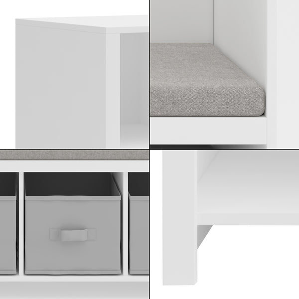 Libreria per bambini con panca Høylandet 76x112x40 cm Bianco/Grigio [en.casa]