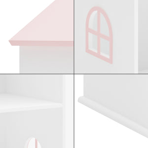 Libreria per bambini Vipsali 140x40x35 cm Bianco/Rosa [en.casa]