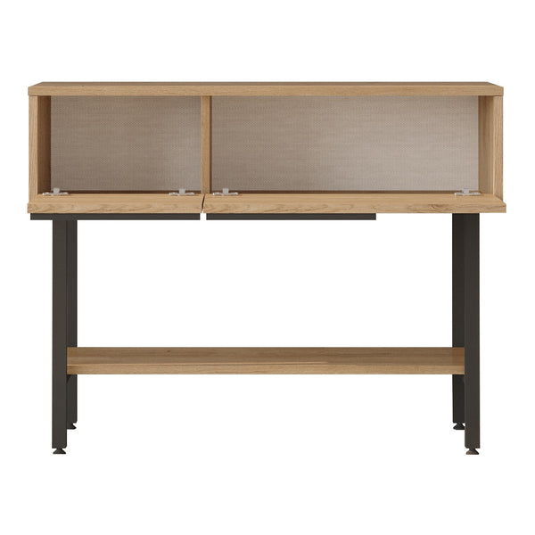 Consolle Kvænangen 100x30x76 cm Quercia/effetto rattan [en.casa]