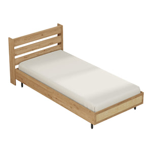 Letto singolo Kvænangen 100x200 cm effetto quercia/rattan [en.casa]