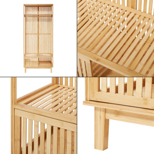 Stand Appendiabiti Ypäjä in Bambù con Ripiani e Barra Porta Abiti 187 x 80 x 47 cm [en.casa]