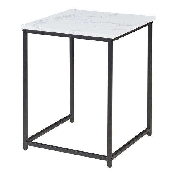 Tavolino da salotto Trollhättan 3 pz. effetto marmo, bianco [en.casa]