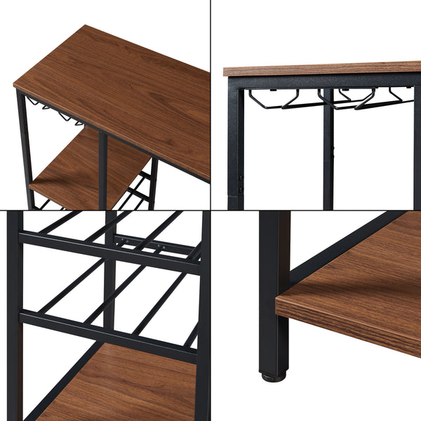 Banco bar Stjørdal con ripiano per bottiglie Nero/effetto noce [en.casa]