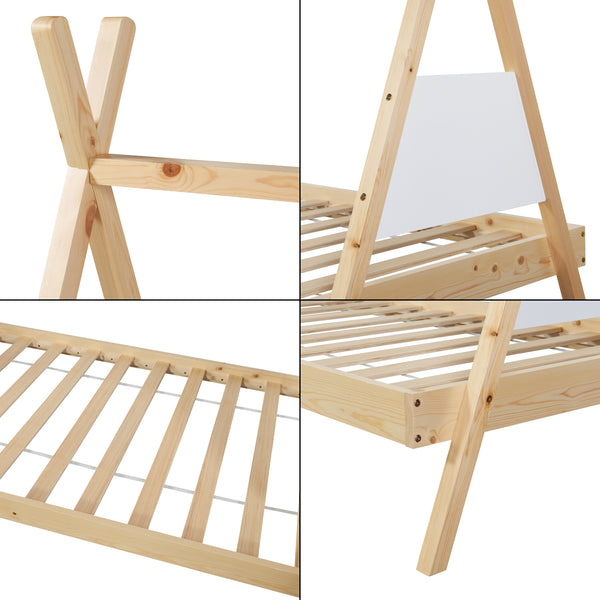 Letto a tenda Siikajoki con materasso 90x200cm legno di pino naturale [en.casa]