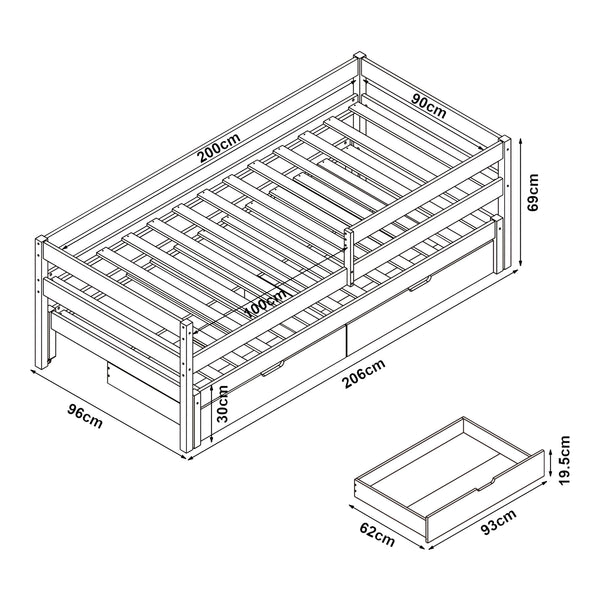 Letto a castello doppio Sonkajärvi con materasso 90x200cm naturale [en.casa]