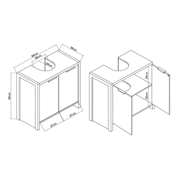 Set mobili da bagno Namsskogan 4 pz. effetto noce [en.casa]