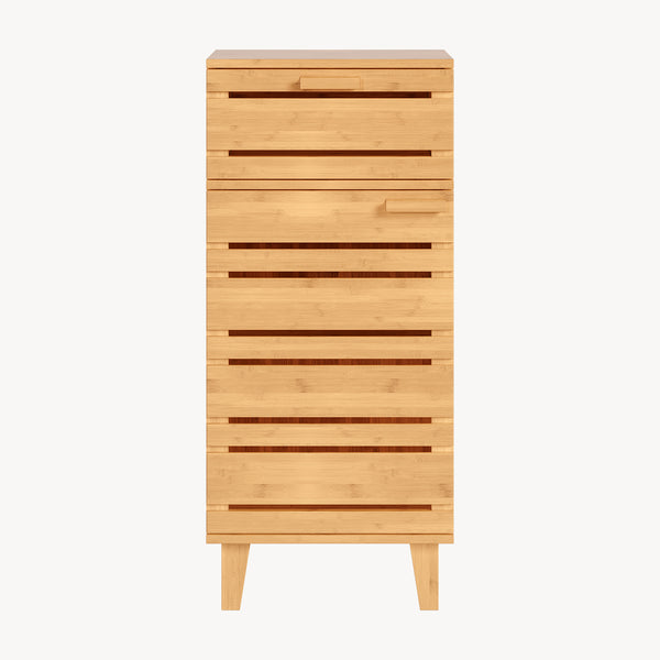 Mobiletto da Bagno Epind con Cassetto e 2 Scomparti Chiusi 75 x 33 x 30 cm - Bambù Naturale [en.casa]

