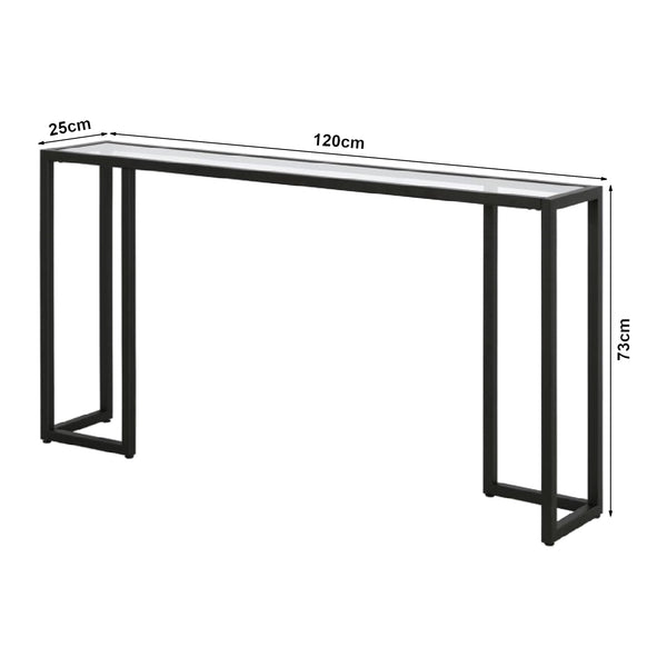 Consolle Ouby con piano in vetro 120x25x73 cm Nero [en.casa]