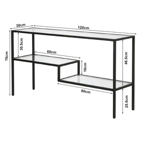 Consolle Videnel con piano in vetro 120x30x76 cm Nero [en.casa]