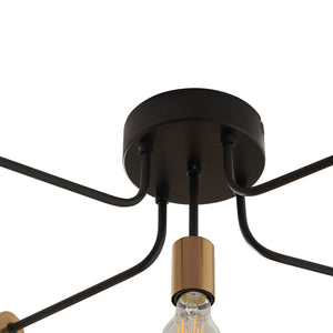 Plafoniera Benfleet 5 x E27 Nero/Ottone [lux.pro]