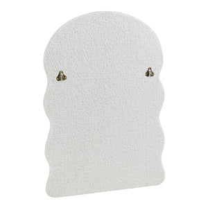 Specchio da parete Brummen con cornice in tessuto Teddy 80x60 cm Bianco [en.casa]