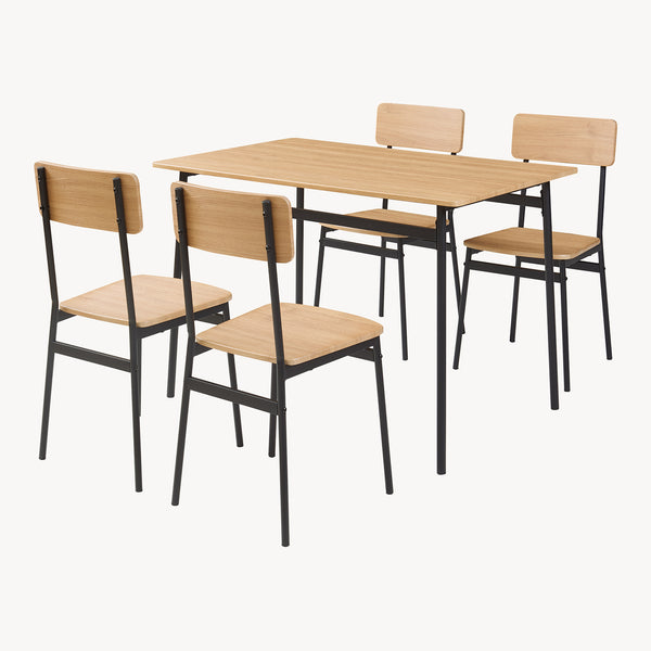 Gruppo pranzo Pollenev 5 pz. Nero/effetto quercia [en.casa]