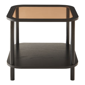 Tavolino Latama con piano in vetro 51x51x45 cm Nero/Vetro bronzato [en.casa]