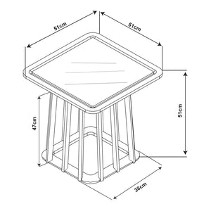 Tavolino Burgess 51x51x51 cm Nero/effetto noce [en.casa]