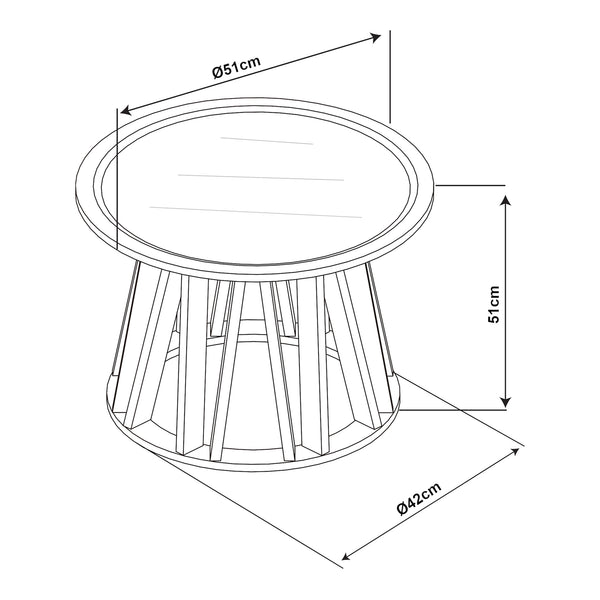 Tavolino Burgess 51xØ51 cm Nero/effetto noce [en.casa]