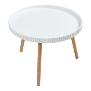 Tavolino Basso Bongard con Piano Rotondo - Bianco [en.casa] 