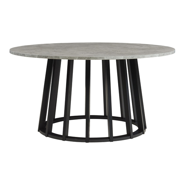 Tavolino Rotondo da Caffè Buzzard Ø90x45 cm - Nero / Effetto Cemento [en.casa] 