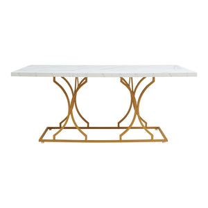Tavolo da pranzo Figa per 6 persone effetto marmo, bianco / oro [en.casa]