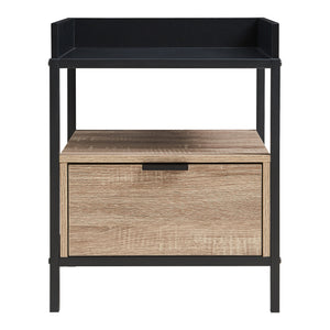 Comodino Belana 51x40x35 cm Nero/effetto quercia [en.casa]