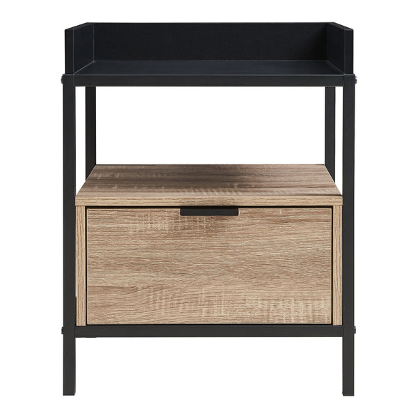 Comodino Belana 51x40x35 cm Nero/effetto quercia [en.casa]