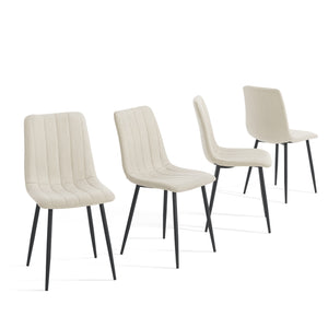 Set da Pranzo Hemnes Tavolo Rotondo Ø100 cm Effetto Rovere e 4 Sedie Tessuto Beige [en.casa]