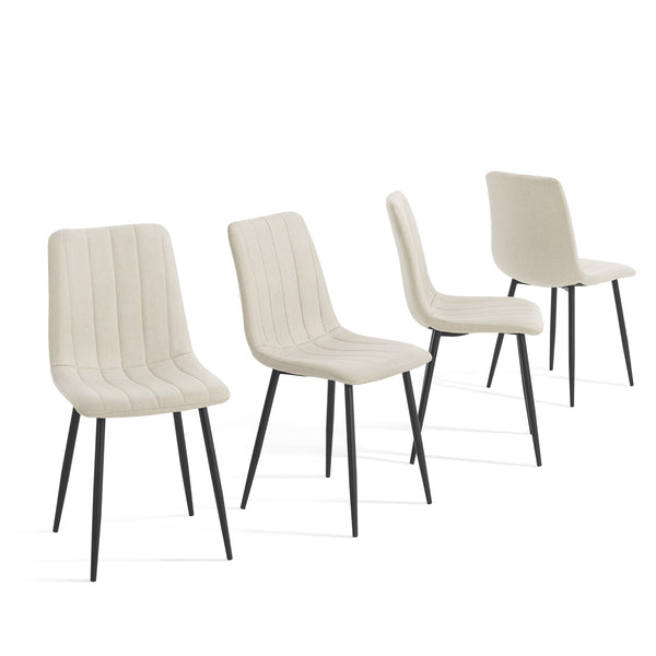 Set da Pranzo Hemnes Tavolo Rotondo Ø100 cm Effetto Rovere e 4 Sedie Tessuto Beige [en.casa]