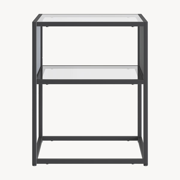 Tavolino Tronevn con piano in vetro 50x40x40 cm Nero [en.casa]