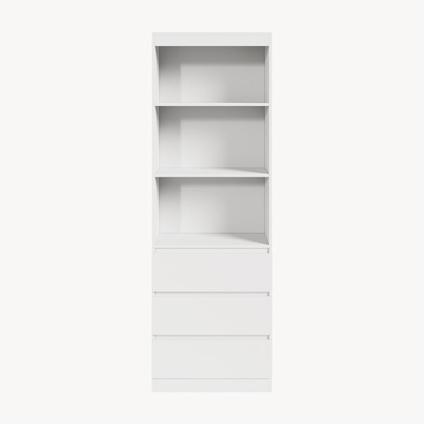 Libreria LES con 3 Scomparti e 3 Cassetti Scaffale Contenitore 180x60x35 cm Bianco [en.casa] 