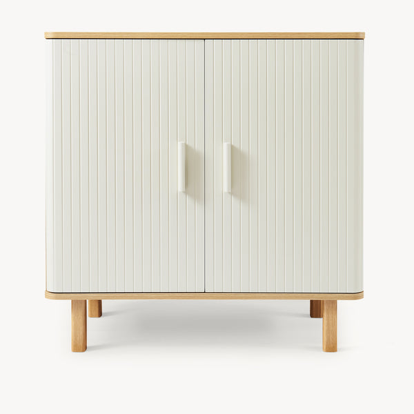 Sideboard Ferrersp con 2 ante 80x80x40 cm effetto quercia/colore sabbia [en.casa]