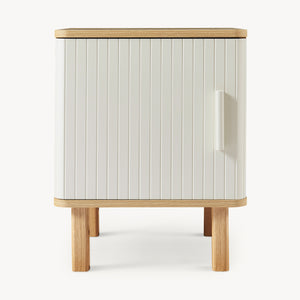 Comodino Ferrersp Mobile Contenitore con Anta 50 x 40 x 40 cm - Effetto Rovere / Avena Oatmeal [en.casa]