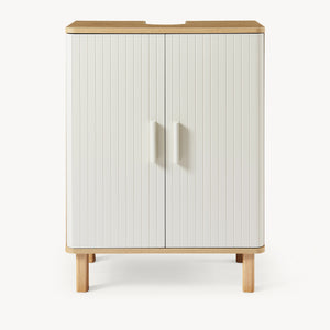 Mobile Sottolavabo da Terra Ferrersp a 2 Ante 80 x 60 x 35 cm - Effetto Rovere / Avena Oatmeal [en.casa] 